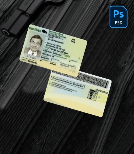 Canada Manitoba province driving license PSD